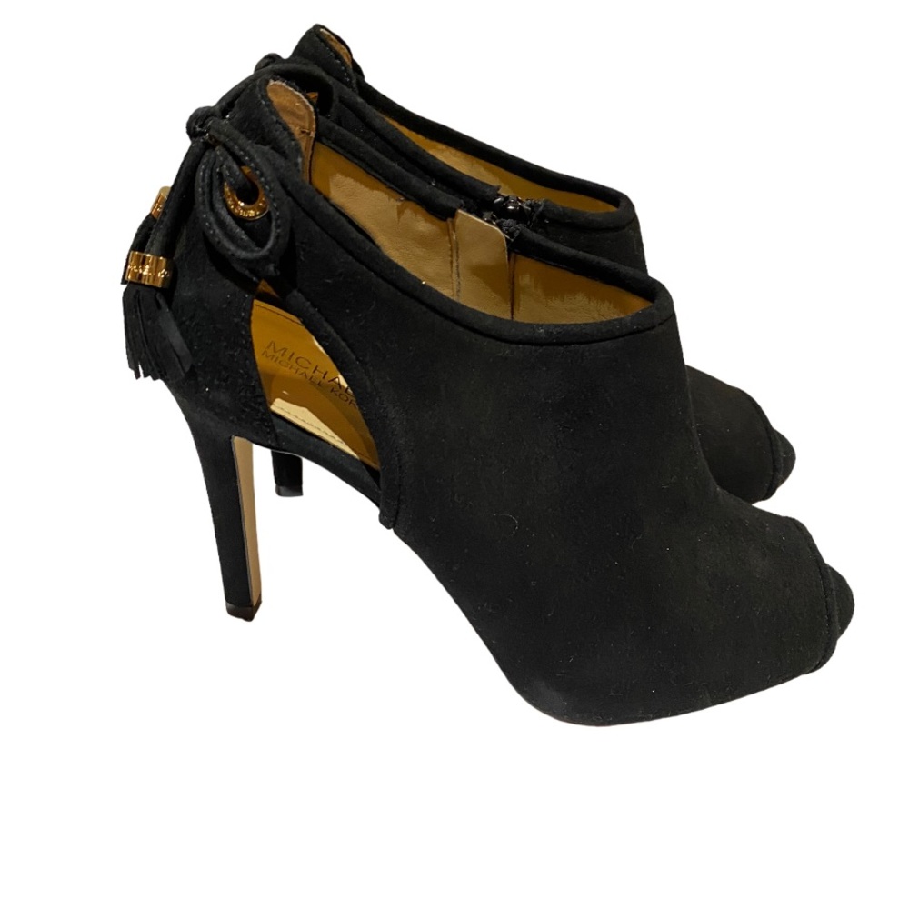 Michael Kors leather upper black open toe ankle booties size 8.5